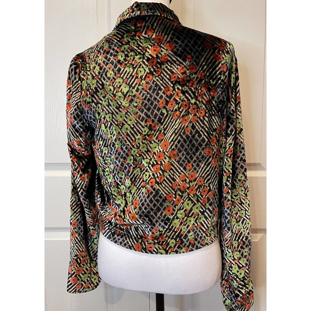 ett:twa Anthropologie Multicolored Jacket Women’s Size 4 Beautiful Velvet Shirt - Picture 7 of 12